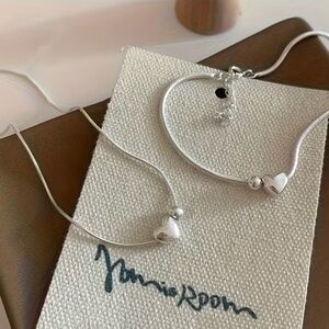 Silver Heart Necklace and Bracelet Set